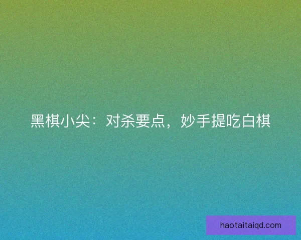 黑棋小尖：对杀要点，妙手提吃白棋